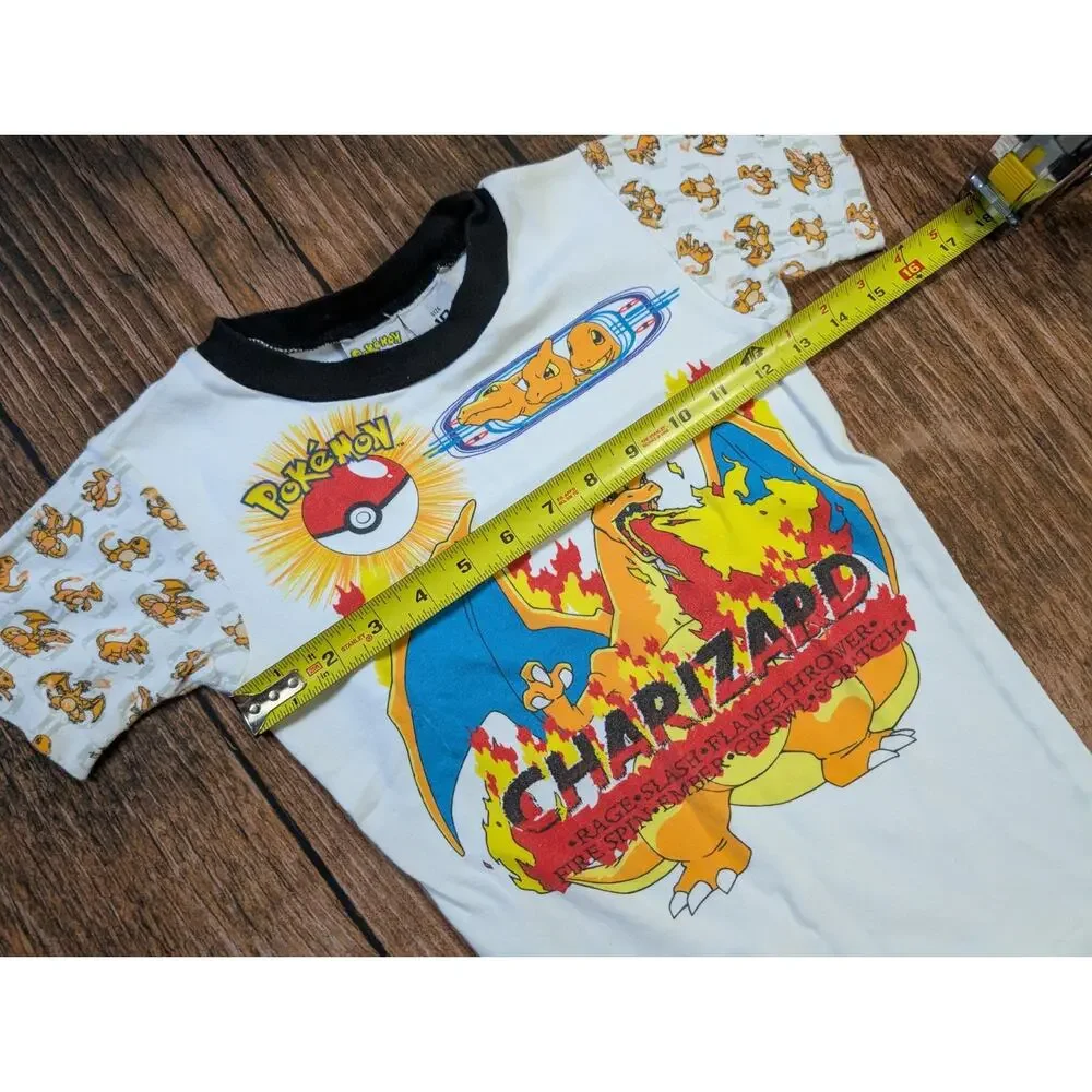 Vintage Youth Kids Pokemon Charizard Pajamas PJs Set Size 10 Shirt Pants Charman